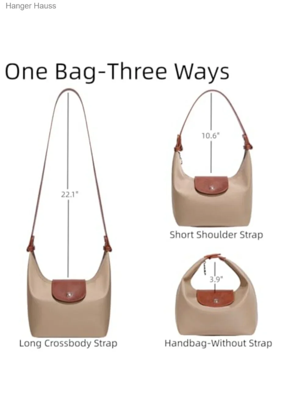 Convertible Crossbody Bag for Women Mini Nylon Crescent Handbag with Strap